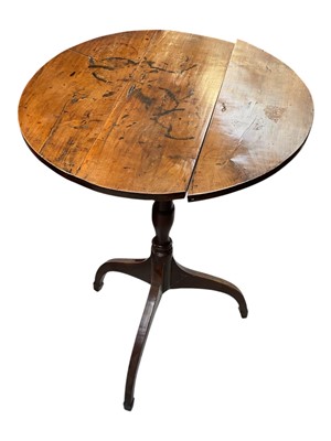 Lot 5348 - Country yew wood tripod wine table, 19th century, plank top on turned stem, 73cm high x 52cm diameter