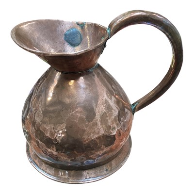 Lot 5259 - Victorian copper Navy rum flagon with loop handle, 28cm tall