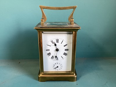 Lot 5276 - French brass cased carriage clock with subsidiary dial