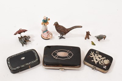 Lot 838 - Vertu items including cold painted bronzes and metal figures, purses etc