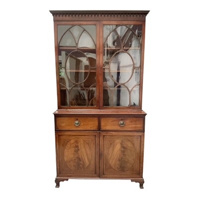 Lot 1392 - George III mahogany glazed bookcase cabinet