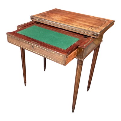 Lot 1394 - Early 19th century French mahogany and brass mounted combination card, secretaire and dressing table