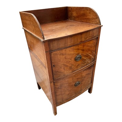 Lot 5381 - George III mahogany bowed front washstand, with gallery