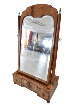 Lot 1403 - Queen Anne style walnut toilet mirror