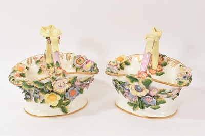Lot 72 - Pair of 19th century floral encrusted baskets