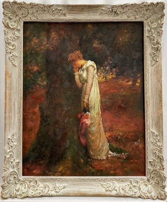 Lot 39 - After Marcus Stone (1840-1921) oil on canvas in painted frame 'Absence Makes The Heart Grows Fonder'. 49.5cm x 39cm