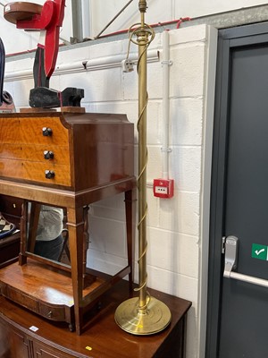 Lot 5374 - Brass column form standard lamp, 138cm high