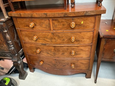 Lot 5376 - 19th century bow fronted mahogany chest of drawers, 119cm wide x 113cm high x 52cm deep