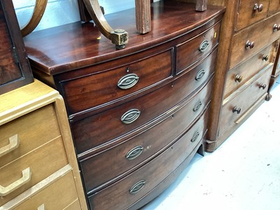 Lot 5377 - 19th century mahogany bow fronted chest of drawers with oak lined drawers, 104cm wide x 49cm deep x 104cm tall