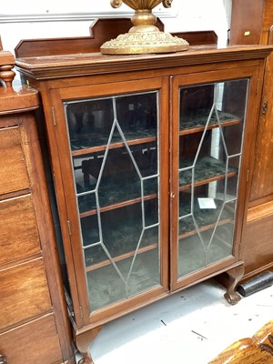 Lot 5379 - Edwardian glazed cabinet with three shelves and claw feet, 89cm wide x 33cm deep x 138cm tall