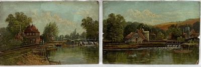 Lot 264 - John Allan (1893 - 1979) oil on board, a pair, A view of Anglers Rest near Staines, Middlesex a...