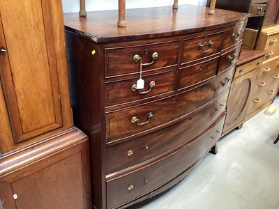 Lot 5385 - 19th century mahogany bow fronted chest of drawers, 124cm wide x 61cm deep x 118cm tall