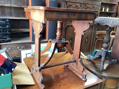 Lot 5399 - Victorian mahogany side table with drawer together with a carved chest