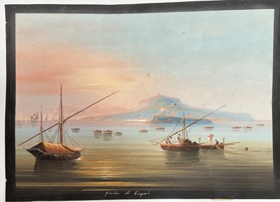 Lot 1059 - Italian School, 19th century, gouache - Isola di Capri, c.1850, 21cm x 30cm, unframed
