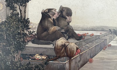 Lot 1063 - E & C Detmold - from The Jungle Book by Rudyard Kipling "The Cold Lairs", chromolithograph, Pub. by Macmillan 1908