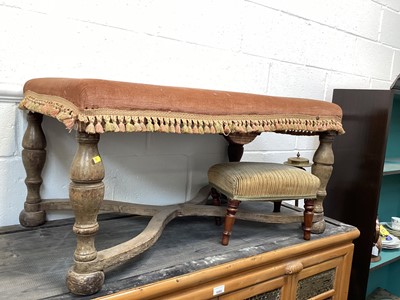 Lot 5414 - Large footstool with upholstered top together with a small stool