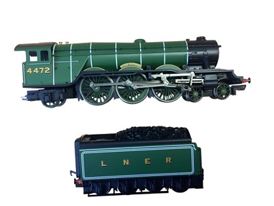 Lot 1741 - Hornby OO Gauge LNER lined green 4-6-2 Class A1 Flying Scotsman tender locomotive 4472 and four teak coaches, Mainline LMS black 4-6-0 6P rebuilt Scot Class Scots Guardsman tender locomotive 611...