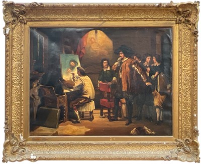 Lot 1149 - 19th century, oil on canvas - The Artist's Studio, 50.5cm x 66cm, in gilt frame