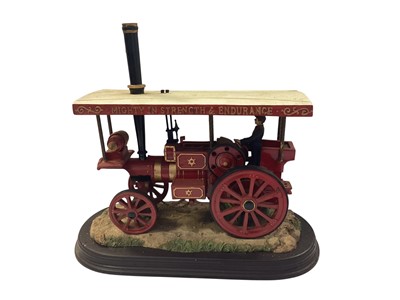 Lot 1747 - The Leonardo Collection resin steam engine and two tin plate construction Mighty in Strength and Endurance steam engine models (3)