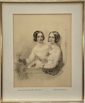 Lot 1036 - Fanny Corbaux (1812-1883) chalks, portrait of the daughters of Sir Henry Mildmay Ricketts, Mary Anne Laetitia and Eliza Carew