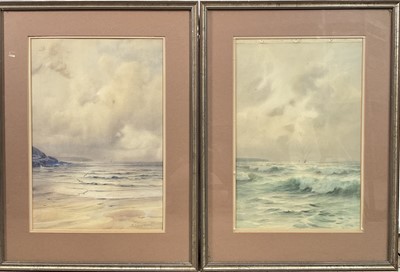 Lot 308 - Hugh Percy Heard (1866-1940) two watercolours, marine scenes, one signed, 48cm x 33cm, glazed frames (2)
