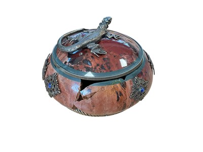 Lot 5005 - 19th century polished red agate surmounted with lizard