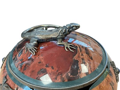 Lot 5005 - 19th century polished red agate surmounted with lizard