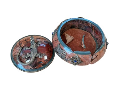 Lot 5005 - 19th century polished red agate surmounted with lizard