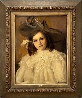 Lot 1029 - B. Bauer Keller, early 20th century, oil on canvas - Portrait of a Young Girl, signed, 57cm x 43cm, in gilt frame