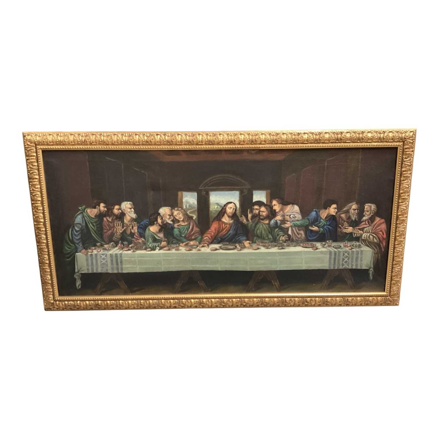 Lot 5172 - Italian oil on canvas in gilt frame 'The Last Supper' signed and dated