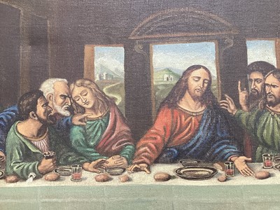 Lot 5172 - Italian oil on canvas in gilt frame 'The Last Supper' signed and dated