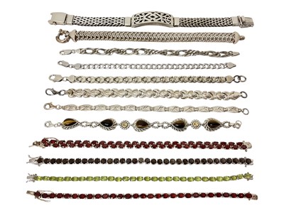 Lot 157 - Group of silver 925 bracelets including some gem set