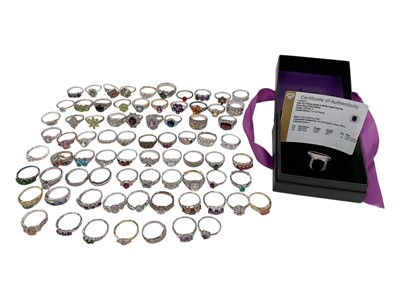 Lot 158 - Large collection of silver 925 gem set dress rings