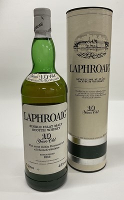 Lot 2 - Laphroaig Single Islay Malt Scotch Whisky, 10 Years Old, 43%. 1 litre bottle, in original card tube