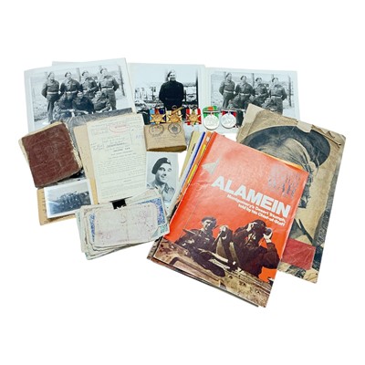 Lot 770 - Second World War medal group comprising 1939 - 1945 Star, Africa Star with 1st Army Clasp, Italy Star, Defence and War medals, with box of issue named to Mr. S. C. Crisp