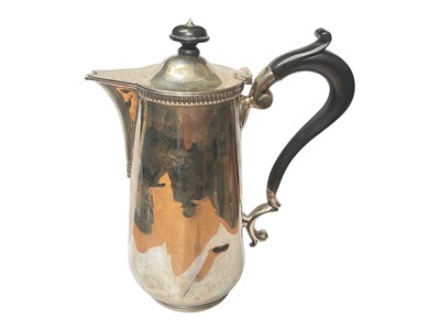 Lot 99 - 1920s silver coffee pot with ebonised wood handle and knop (Sheffield 1924)