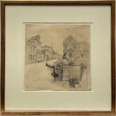 Lot 1113 - Rudolf Von Alt (Austrian 1812-1905) pencil drawing, Venice, signed bottom right, 21cm x 21cm, glazed gilt frame