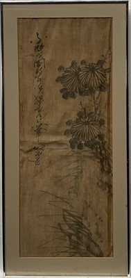 Lot 1115 - Chinese paintings on silk, set of four, in 68cm x 27cm mounts in glazed frames