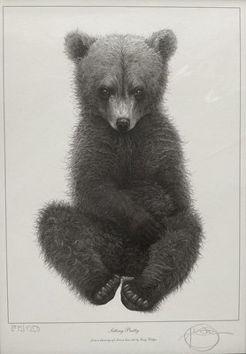 Lot 183 - Gary Hodges, 'Sitting Pretty', pencil signed limited edition print of a brown bear, 873/1250, 33cm x 23cm, unframed in mount