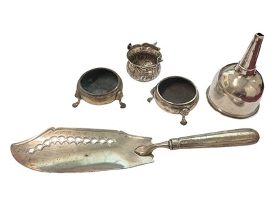 Lot 155 - Group of Georgian silver and a Continental white metal basket (5)