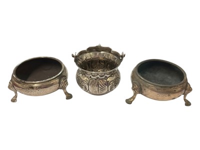 Lot 155 - Group of Georgian silver and a Continental white metal basket (5)