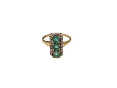 Lot 150 - Emerald and diamond ring in 9ct gold setting