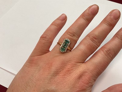 Lot 150 - Emerald and diamond ring in 9ct gold setting
