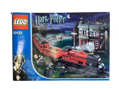 Lot 1853 - Lego Harry Potter motorised Hogwarts Express, with instruction booklet 10132, My own Train locomotive and tender, with instruction booklets 3741 & 3472, World City HST and carriage 10157 &am...