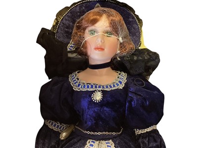 Lot 1846 - Alberton (c1970's) Limited Edition Katherine Howard & Jane Seymour porcelain dolls, both on wooden plinths and boxed approx. 22" high (2)