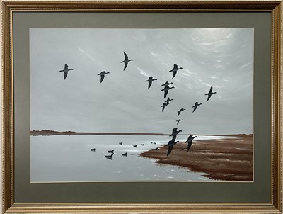 Lot 52 - J. A. Quinn, contemporary, gouache, Stanny Point Aldeburgh, signed, 42cm x 61cm, in glazed frame