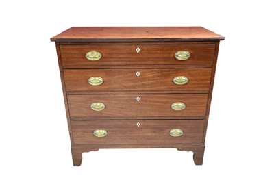 Lot 1309 - George III mahogany chest of four long drawers, on bracket feet