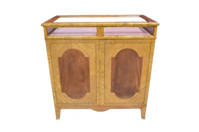 Lot 1455 - Good quality Regency style satinwood and inlaid cabinet with glazed upper section