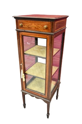Lot 1456 - Edwardian mahogany and marquetry inlaid glazed square display cabinet