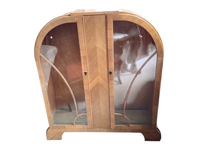 Lot 5354 - Art Deco walnut cabinet of arched form